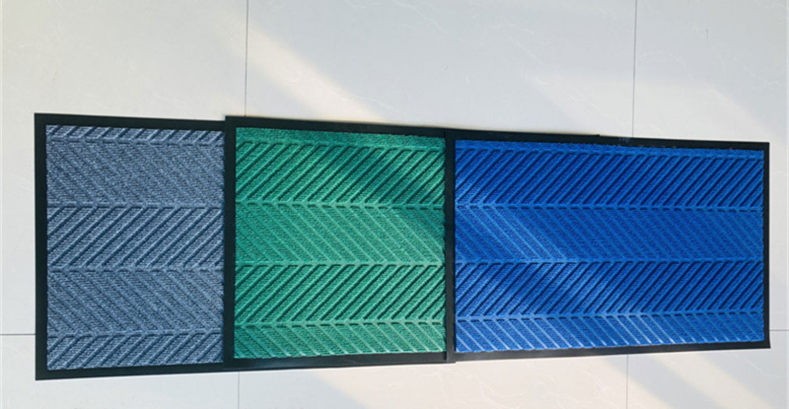 Beige-Grey-Green-Needle-Felt-Tyre-Pattern-PVC-Door-Mat Beige Grey Green Needle Felt Tyre Pattern PVC Door Mat